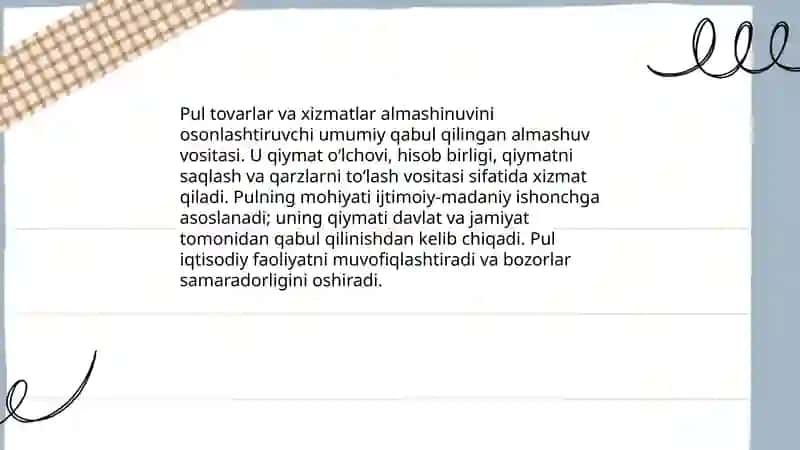 Pulning mohiyati va xususiyatlar 3
