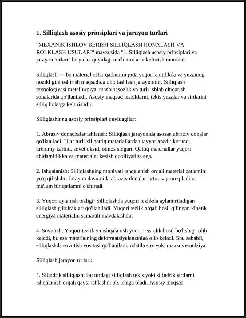 MEXANIK ISHLOV BERISH SILLIQLASH HONALASH VA ROLKLASH USULARI 3