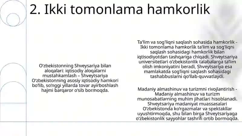 O'zbekiston Respublikasining Shht Bilan Aloqalari 3