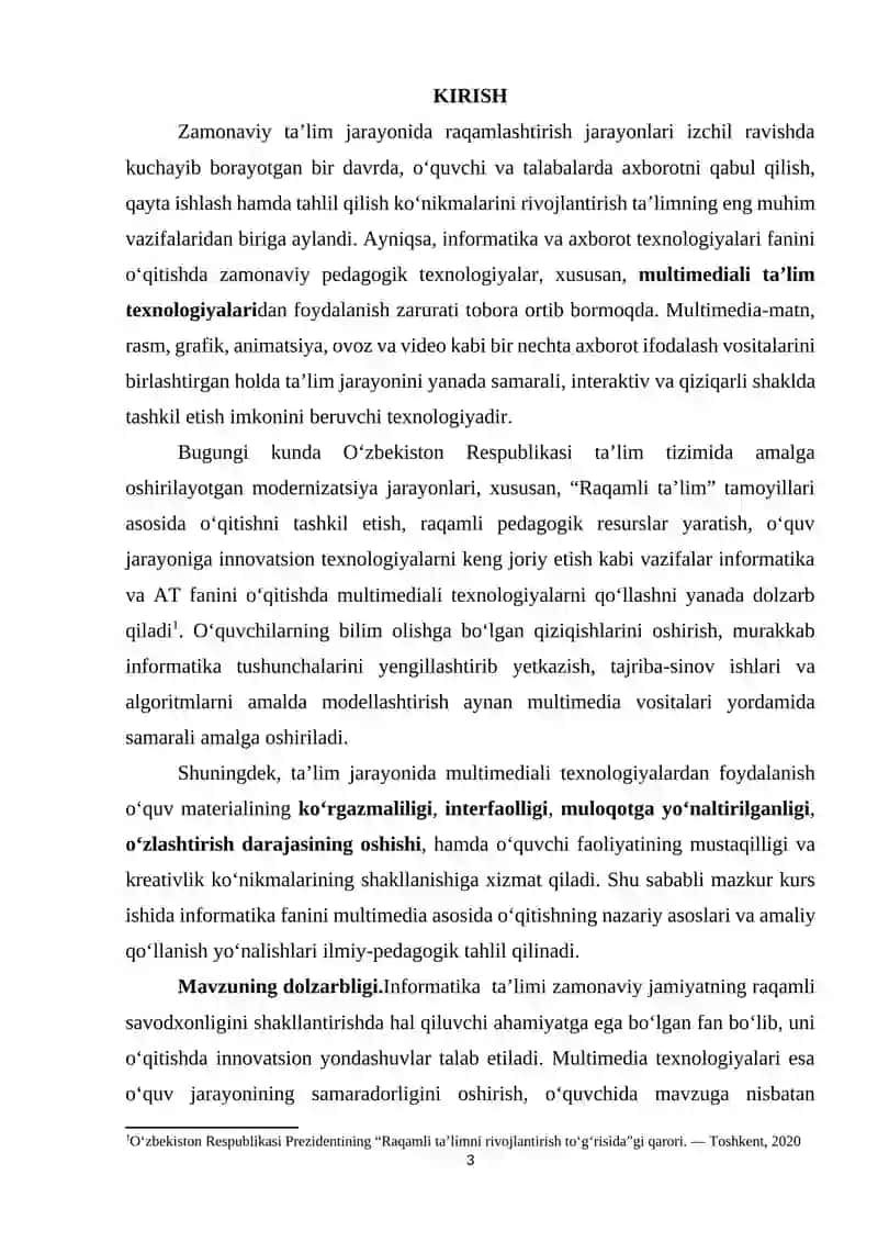 Informatika va AT ni o‘qitishda multimediali texnologiyalardan foydalanish 3