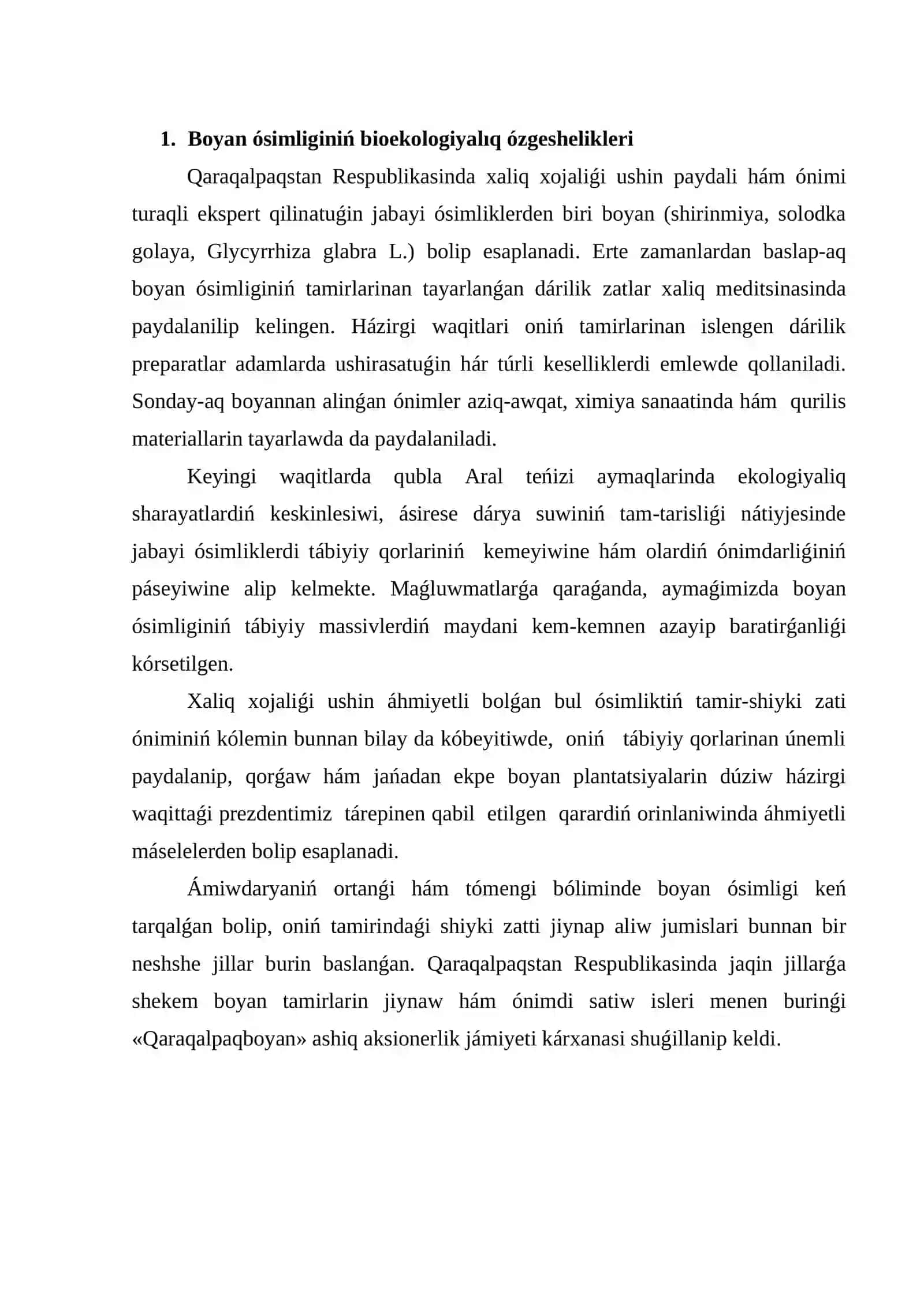 Boyan ósimliginiń jer júzinde tarqalıwı, bioekologiyalıq ózgeshelikleri 3