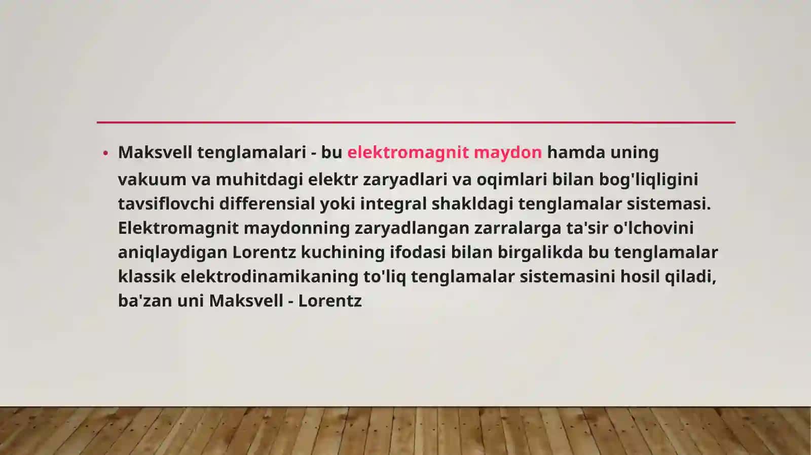 Maksvell nazariyasining sodda ko’rinishi 3