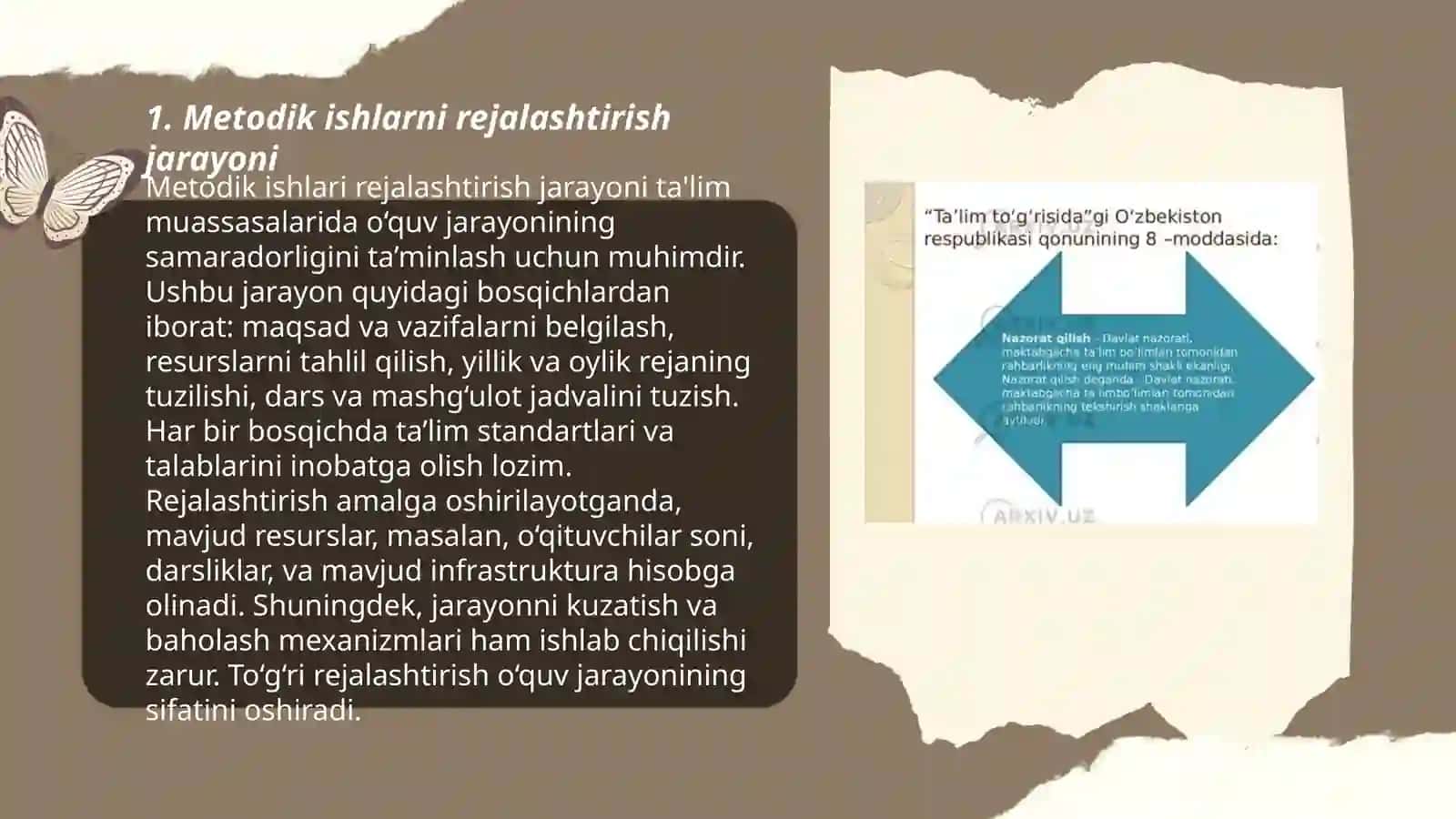 Metodik ishlar ularni rejalashtirish, tashkil etish va tayyorlash metodikasi 3