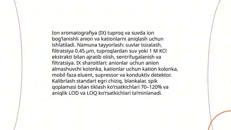 Tuproq va suv ifloslanishida ion boglanishli biri kmla at borligini aniq lab ulardan tozalash loyihasini ishlab chiqish 3
