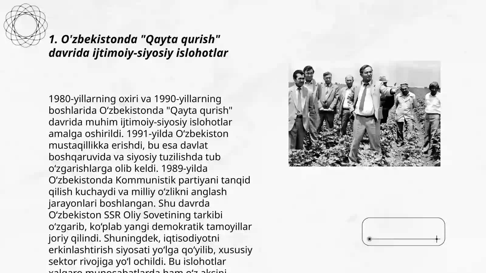 "Qayta qurish" yillarida Ôzbekistonagi ijtimoiy-siyosiy vaziyat 3