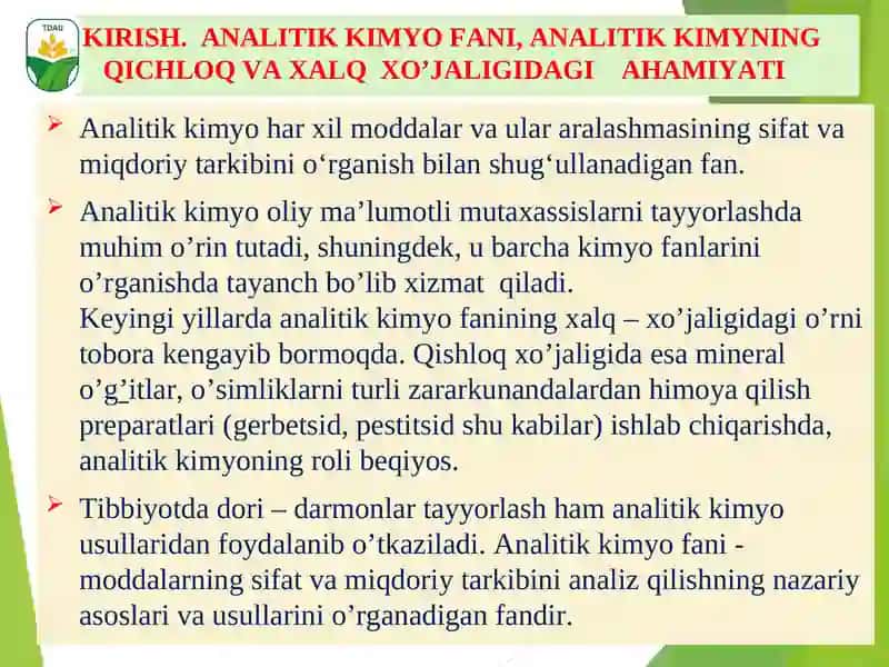 Analitik kimyo fani va uning uslublari 3