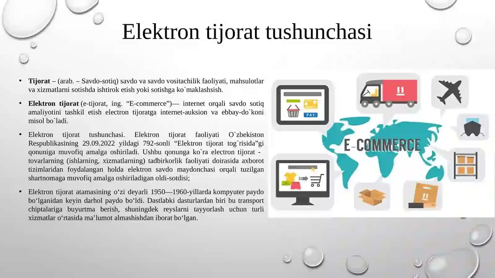 ELEKTRON TIJORAT (E-COMMERCE) VA ELEKTRON SAVDO (E-TRADE) XUSUSIY BELGILARI VA FARQLARI 3