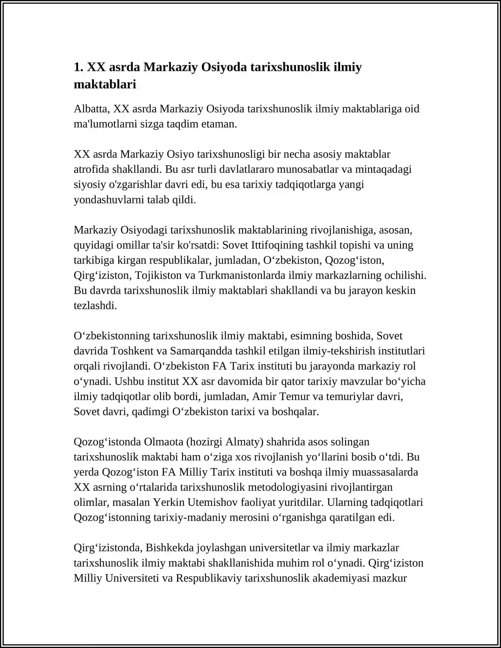 XX asrda Markaziy Osiyoda tarixshunoslik ilmiy maktablari 3