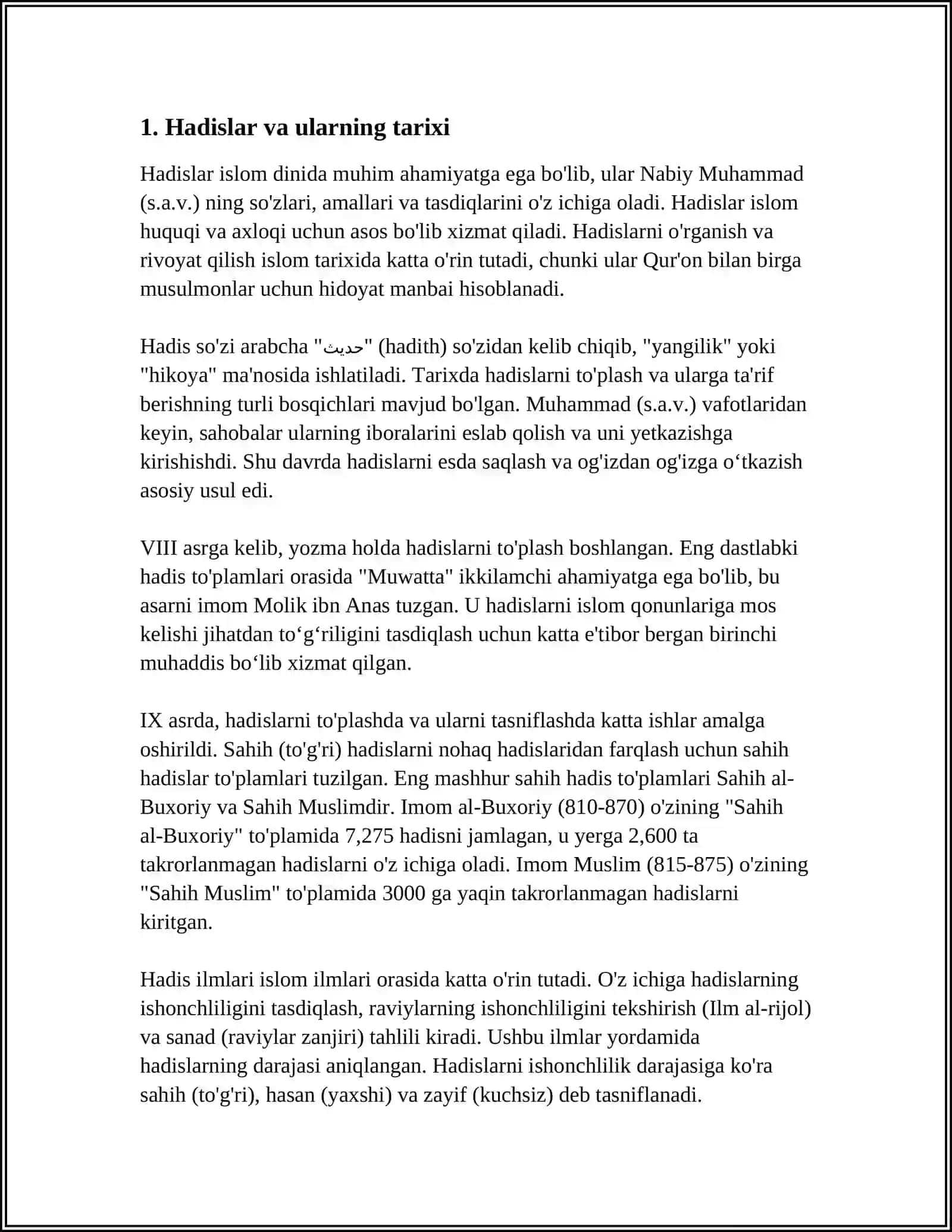 MUSTAQIL ISH Mavzu: HADISLAR HAQIDA MAʼLUMOT 3