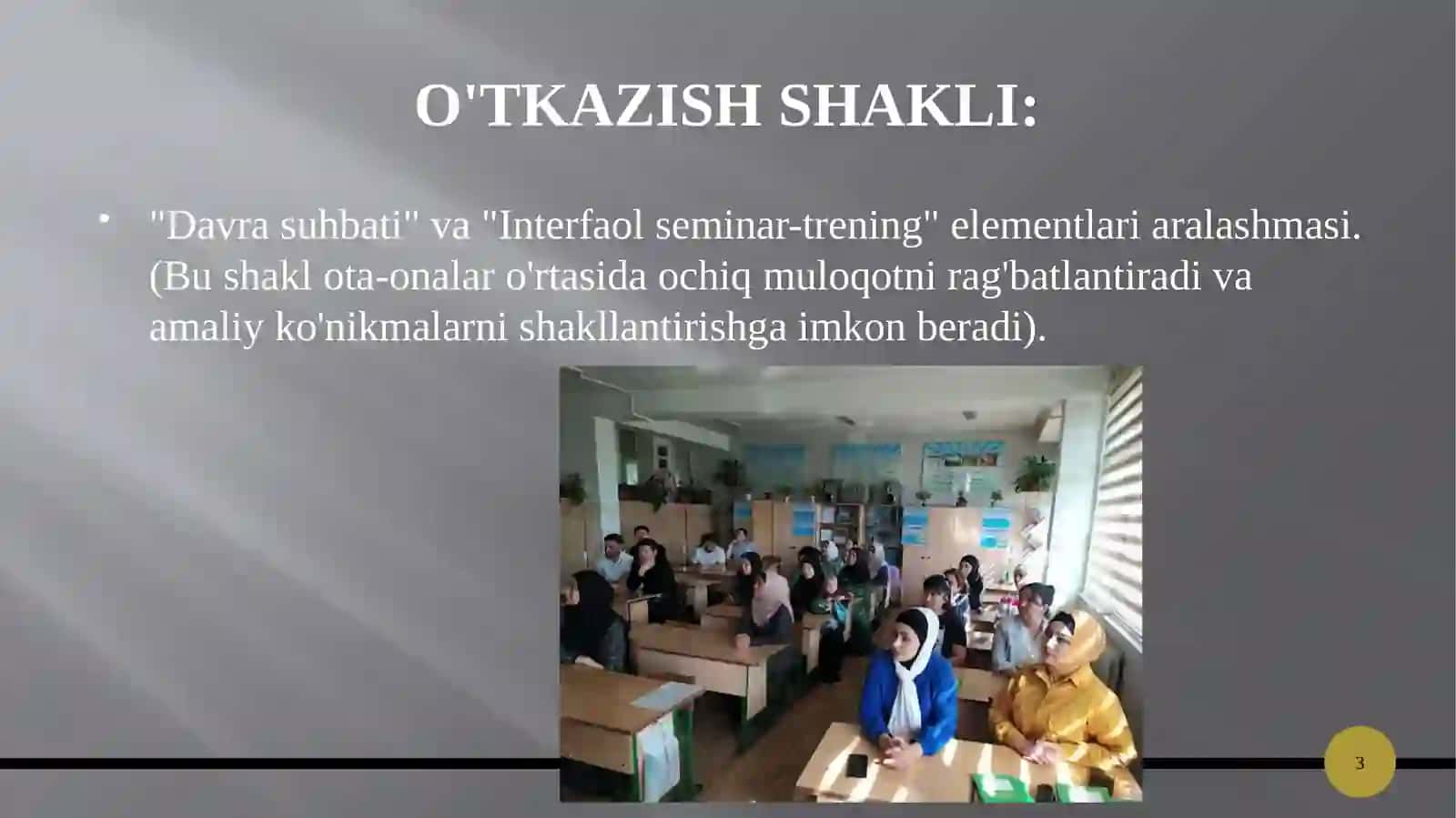 "MAKTABGACHA TA'LIM TASHKILOTI VA OILA HAMKORLIGI" 3