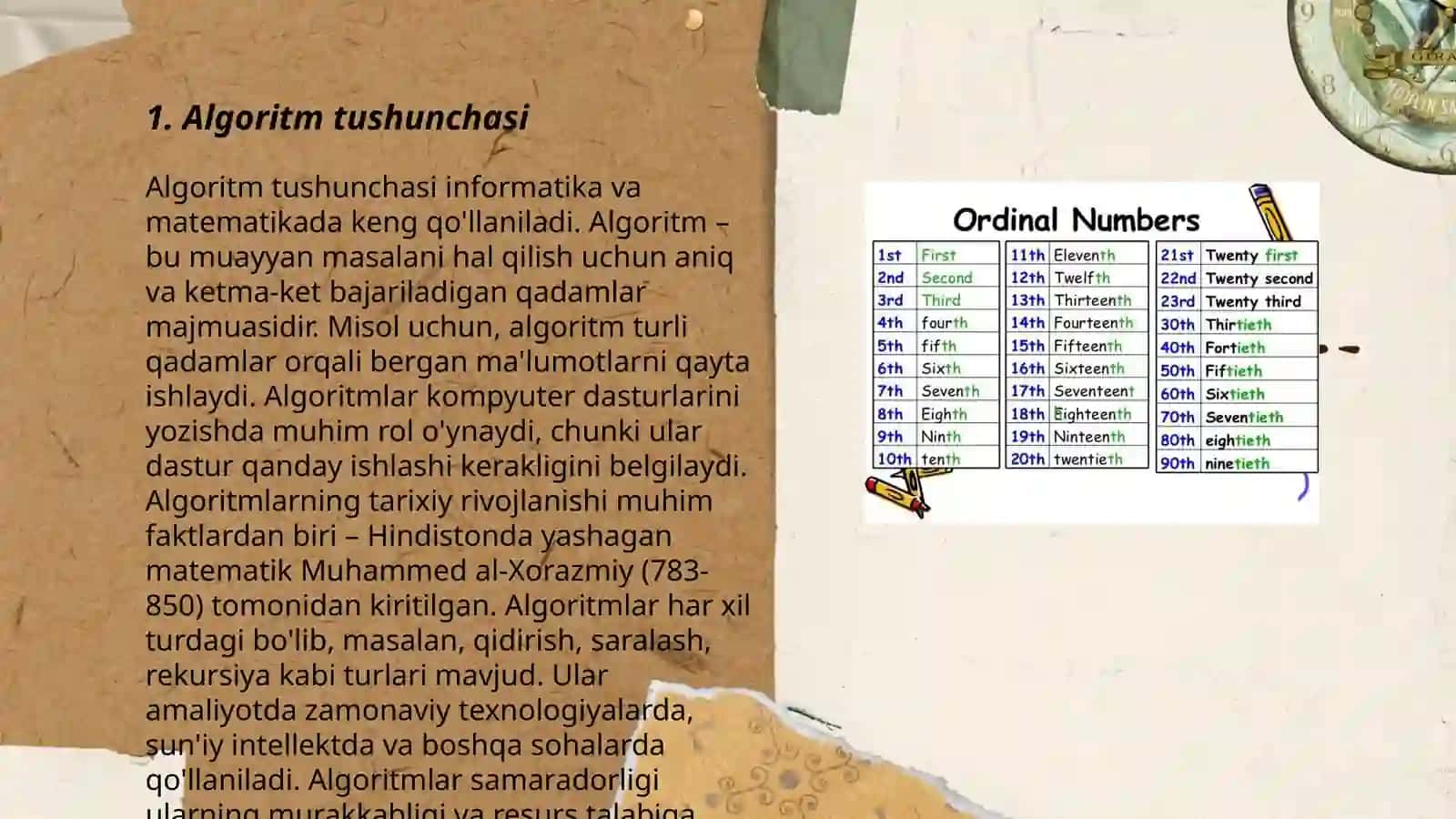Algoritim turlari va xosalari 3