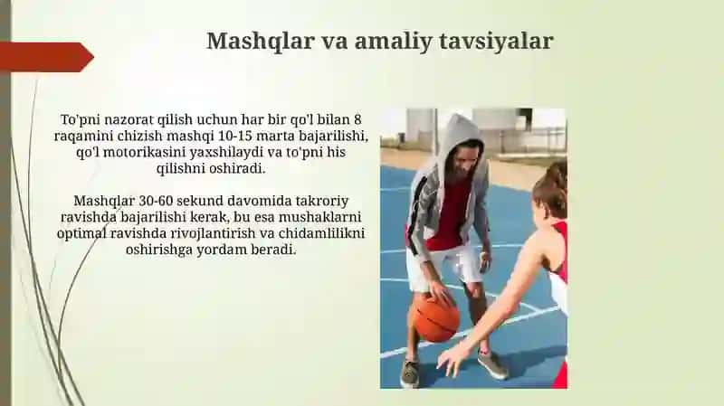 Bosketbol uyindan harakatlanish va tupni boshqarishning texnika usullarini urganish 3