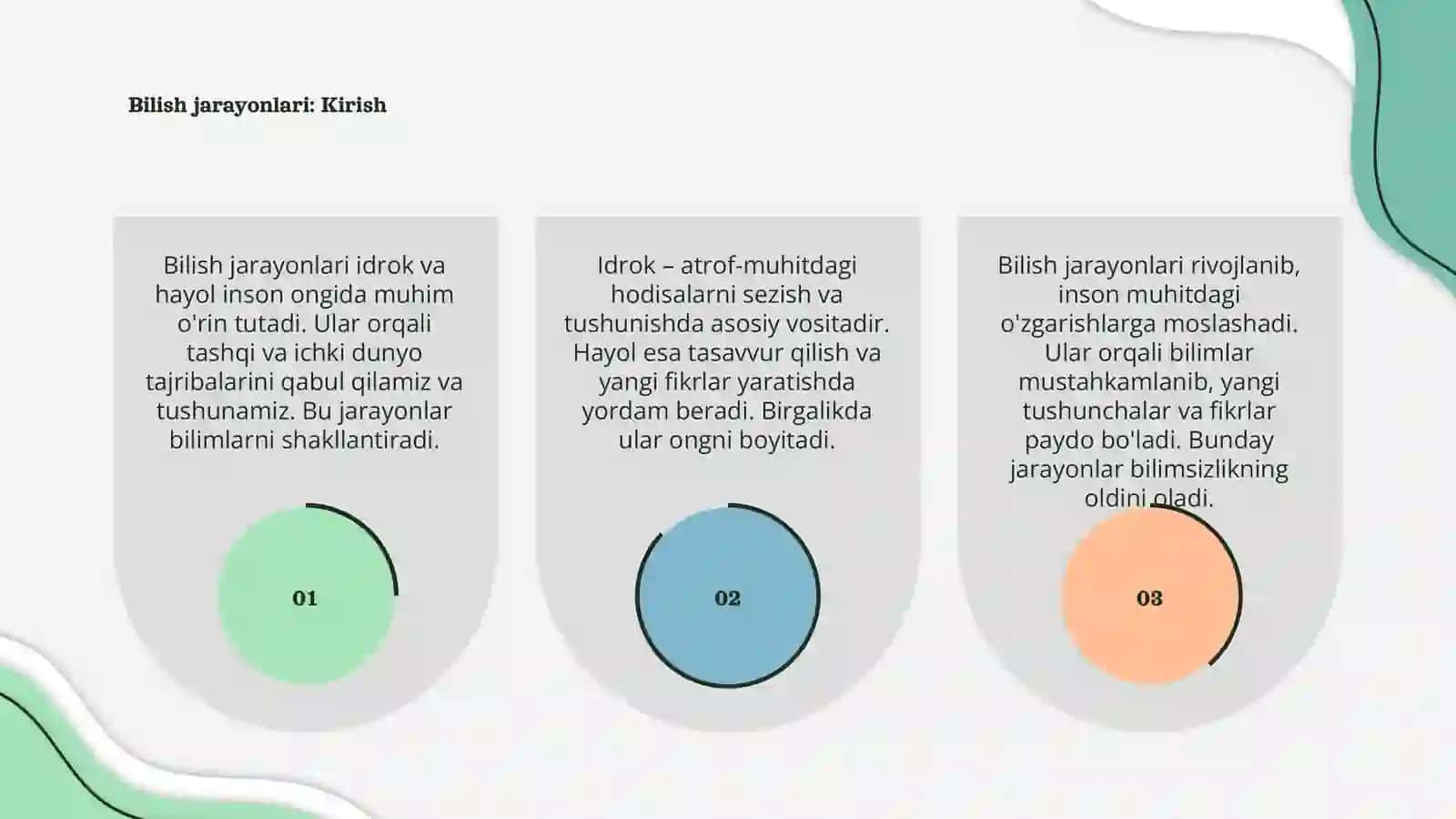 Bilish jarayonlari idrok va hayol 3