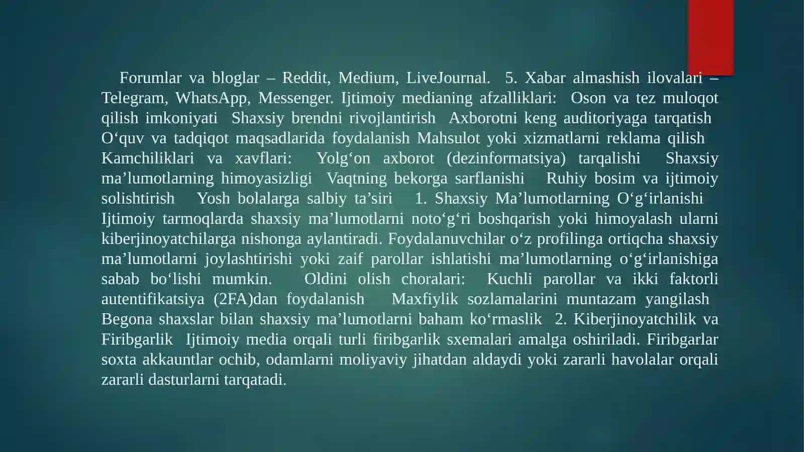Ijtimoiy mediada taxdid va xavf xatarlar 3