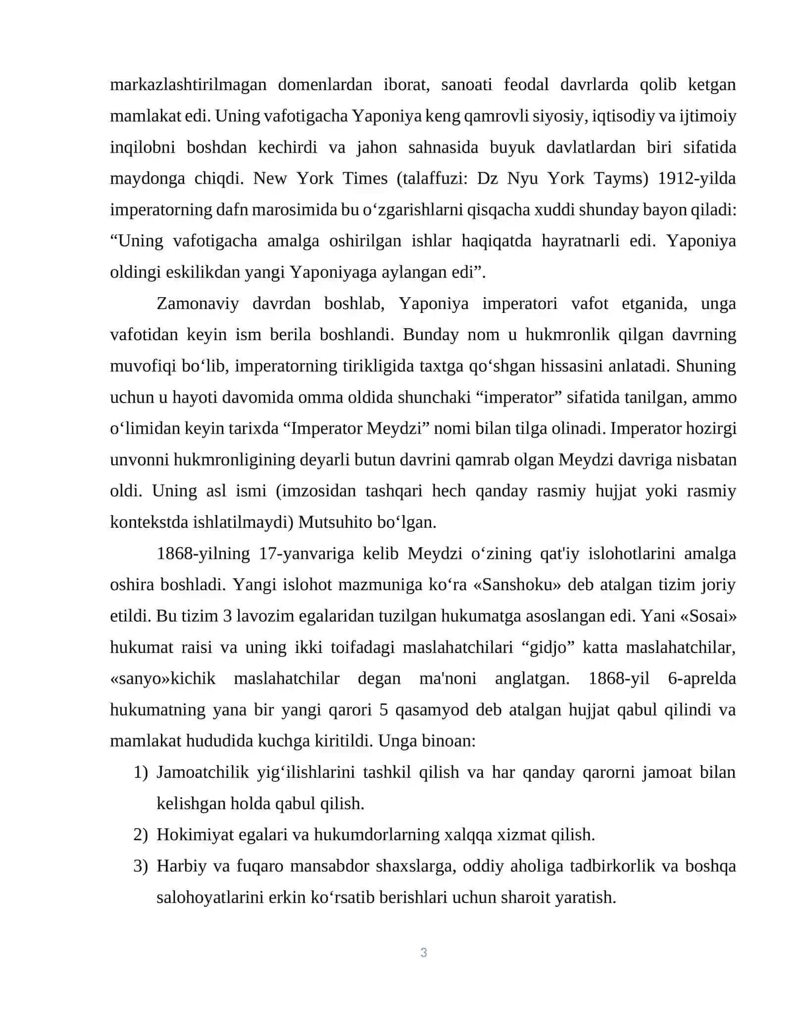 YAPONIYA MEYDZI TIKLANISH DAVRIDA. ISLOHOTLAR 3