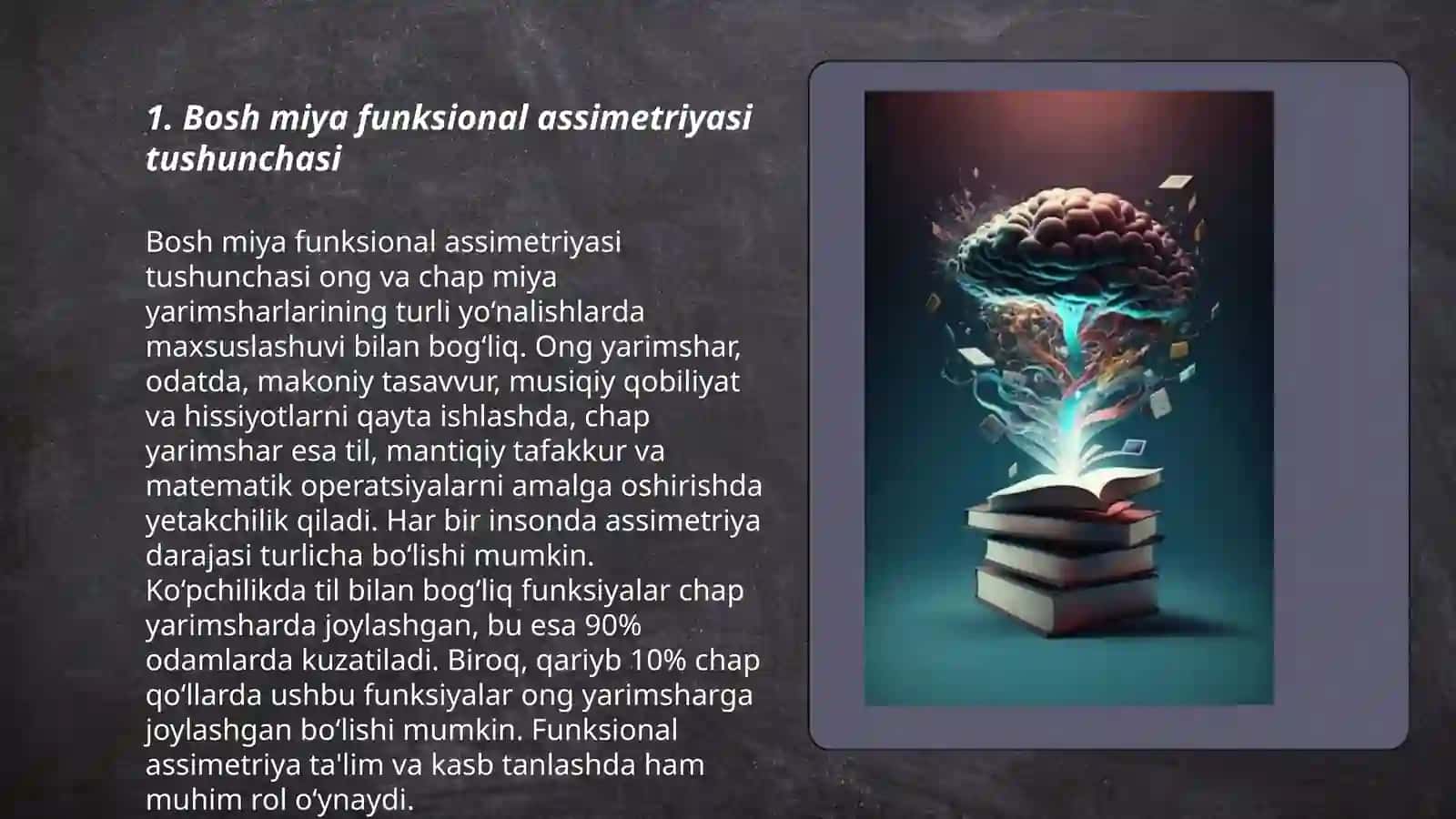 Bosh miya yarimsharlari funksional assimetriyasi diagnostikasi 3