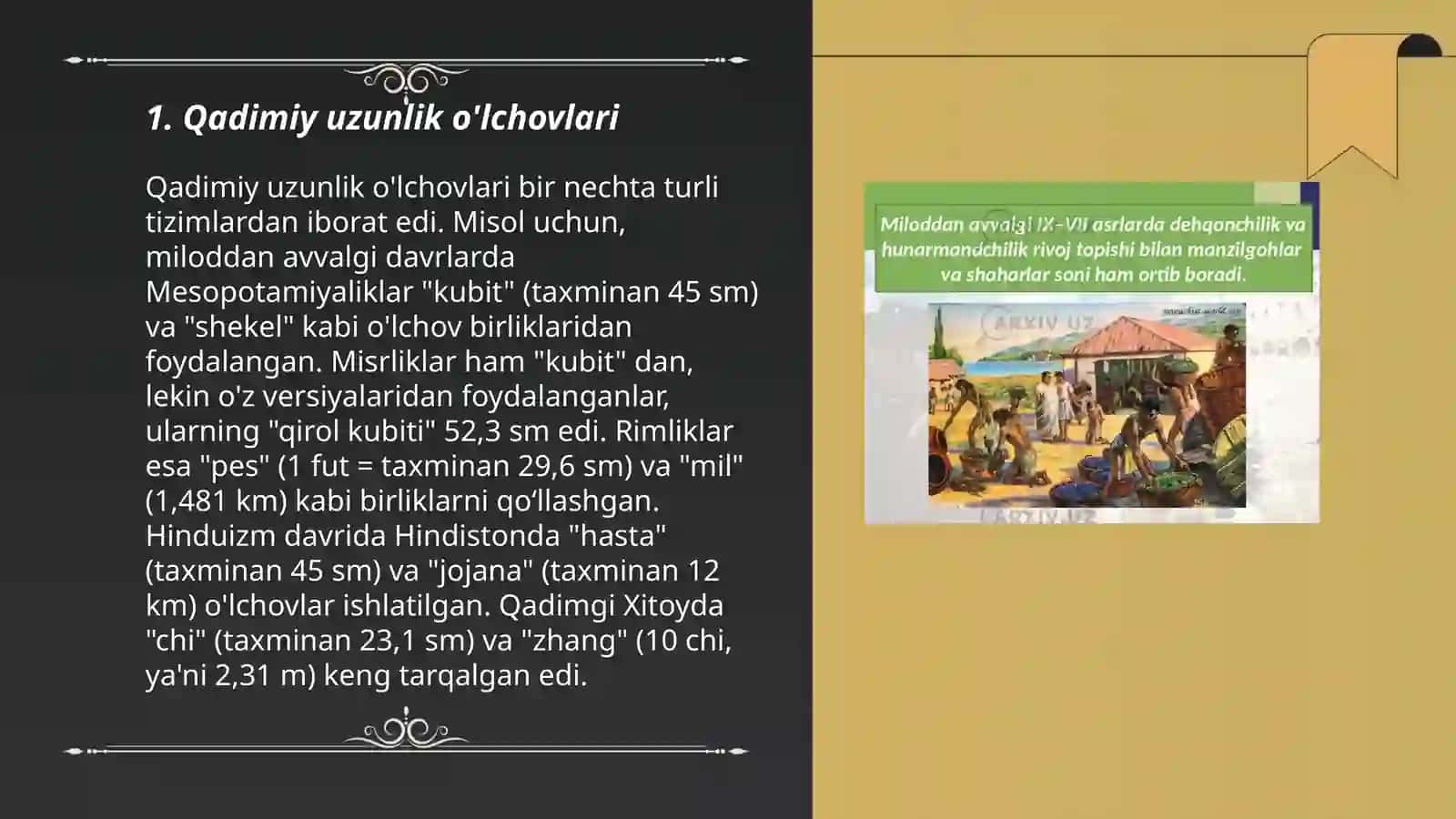 Qadimiy ōlchovlar va ōlchov birliklari 3
