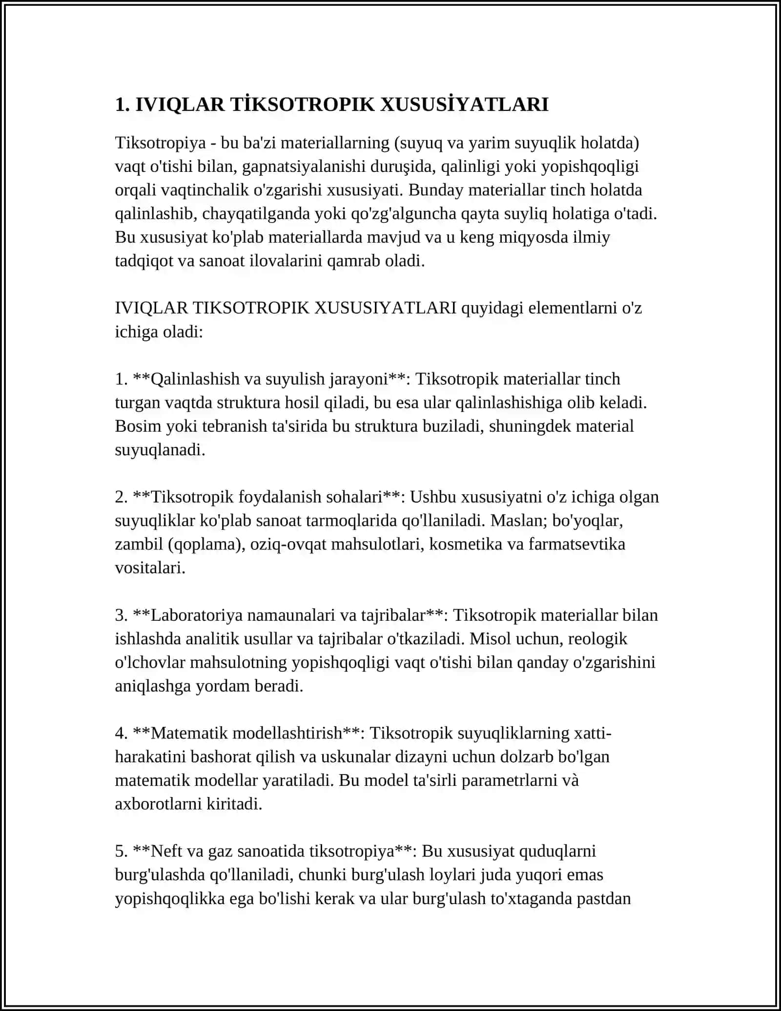 IVIQLAR VA GЕLLARNING TIKSOTROPIYASI. SINЕRЕZIS 3