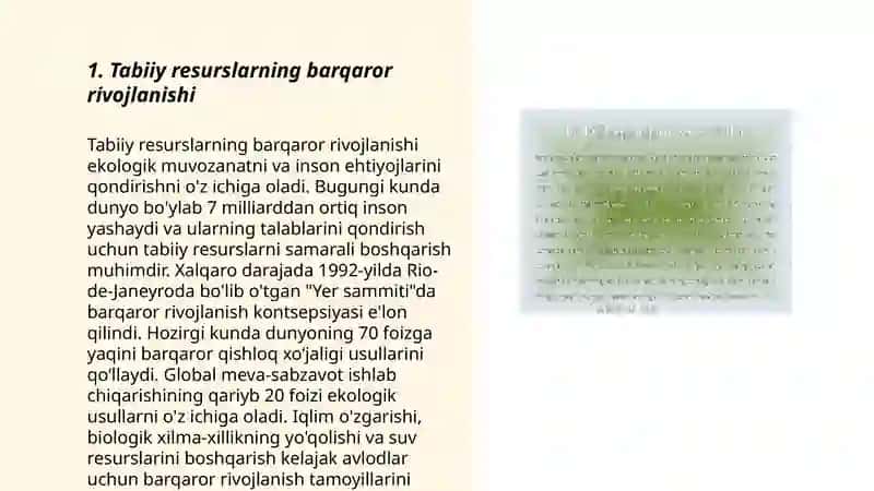 Tabiiy resurslardan oqilona foydalanish va ularning barqarorligi 3