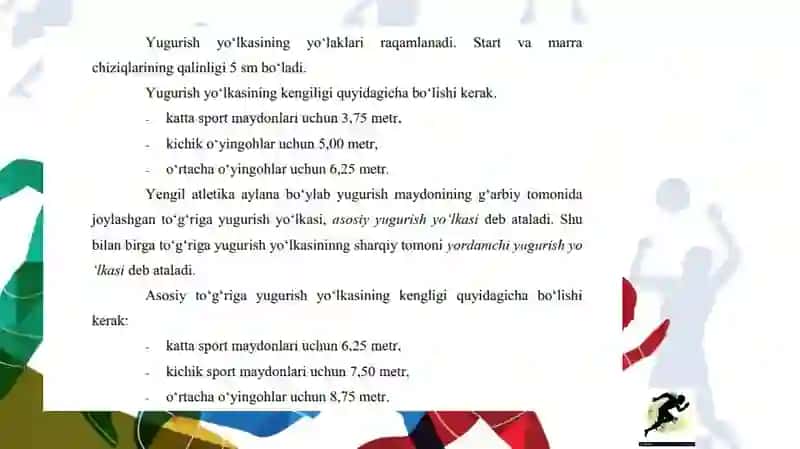 Yengil atletika bo'yicha sport inshootlari, jihozlari va ularni ishlatish 3