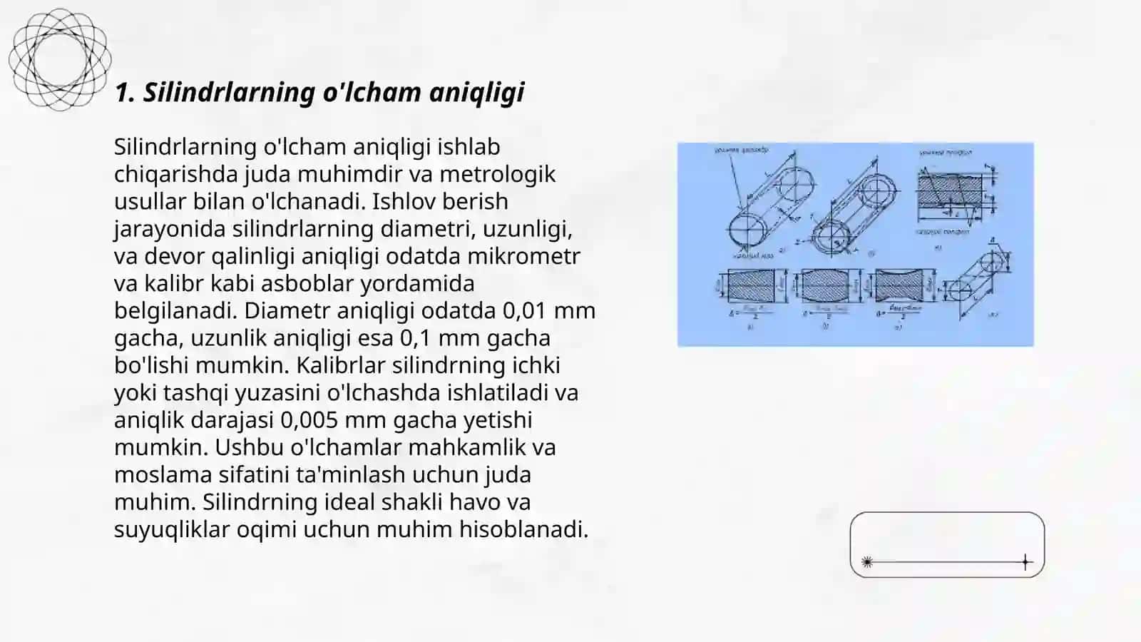 Silindrsimon va tekis yuzlarni shakllaridan va oʻzaro joylashuvlaridan ogʻishlarini nazorat qilish 3