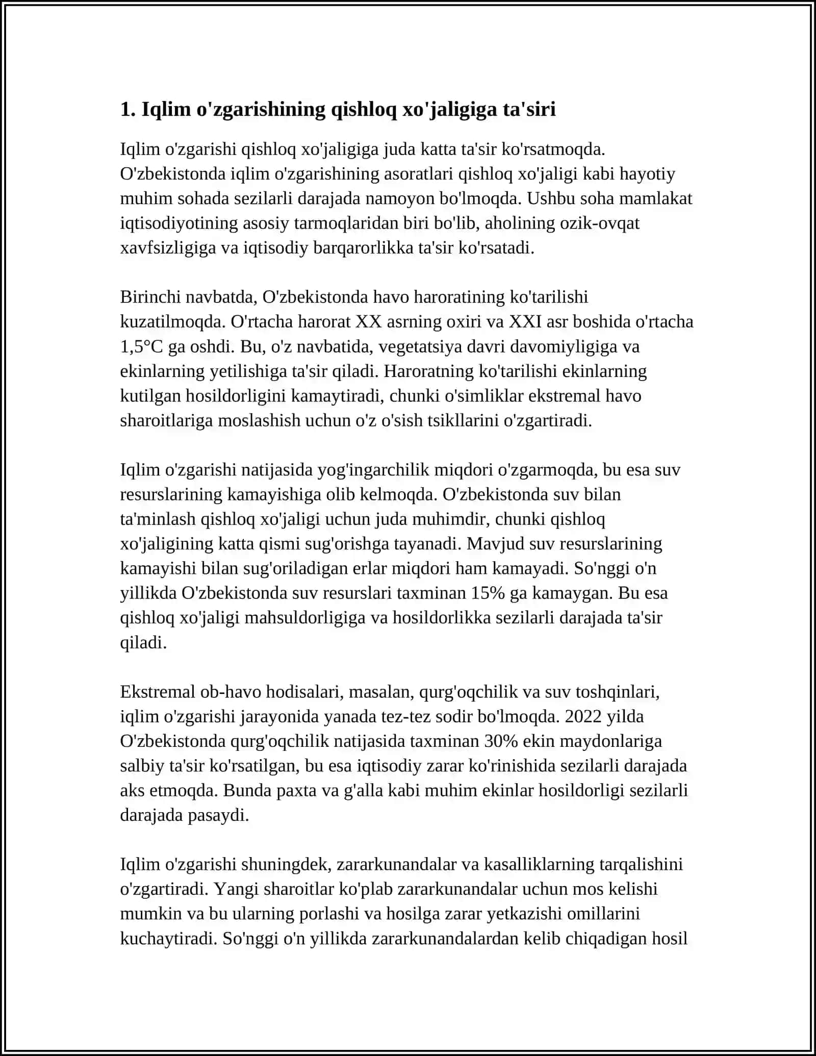 IQLIM ÒZGARISHINING SALBIY OQIBATLARI VA YECHIMI 3