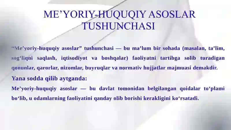 O'rta umumta'lim maktablarda darslarni tashkil etishning miyoriy huquqiy asoslari. Mavzusida taqdimot 3