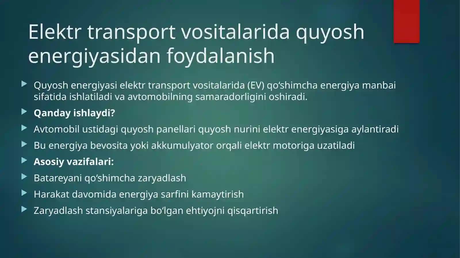 Avtomobilsozlikda quyosh energiyasidan foydalanish 3