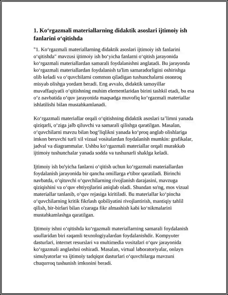 Koʻrgazmali materiallarning didaktik asoslari ijtimoiy ish fanlarini oʻqitishda 3