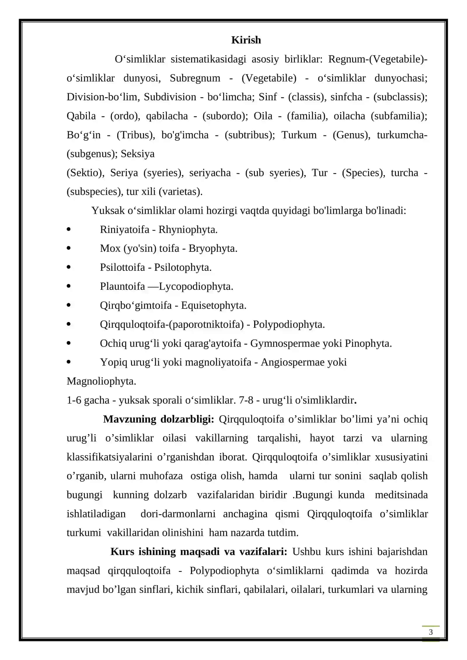 Qirqquloqtoifa - Polypodiophyta o‘simpliklar haqida umumiy ma’lumot 3
