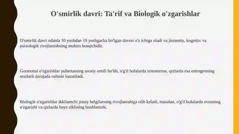 O'smirlik davri 3