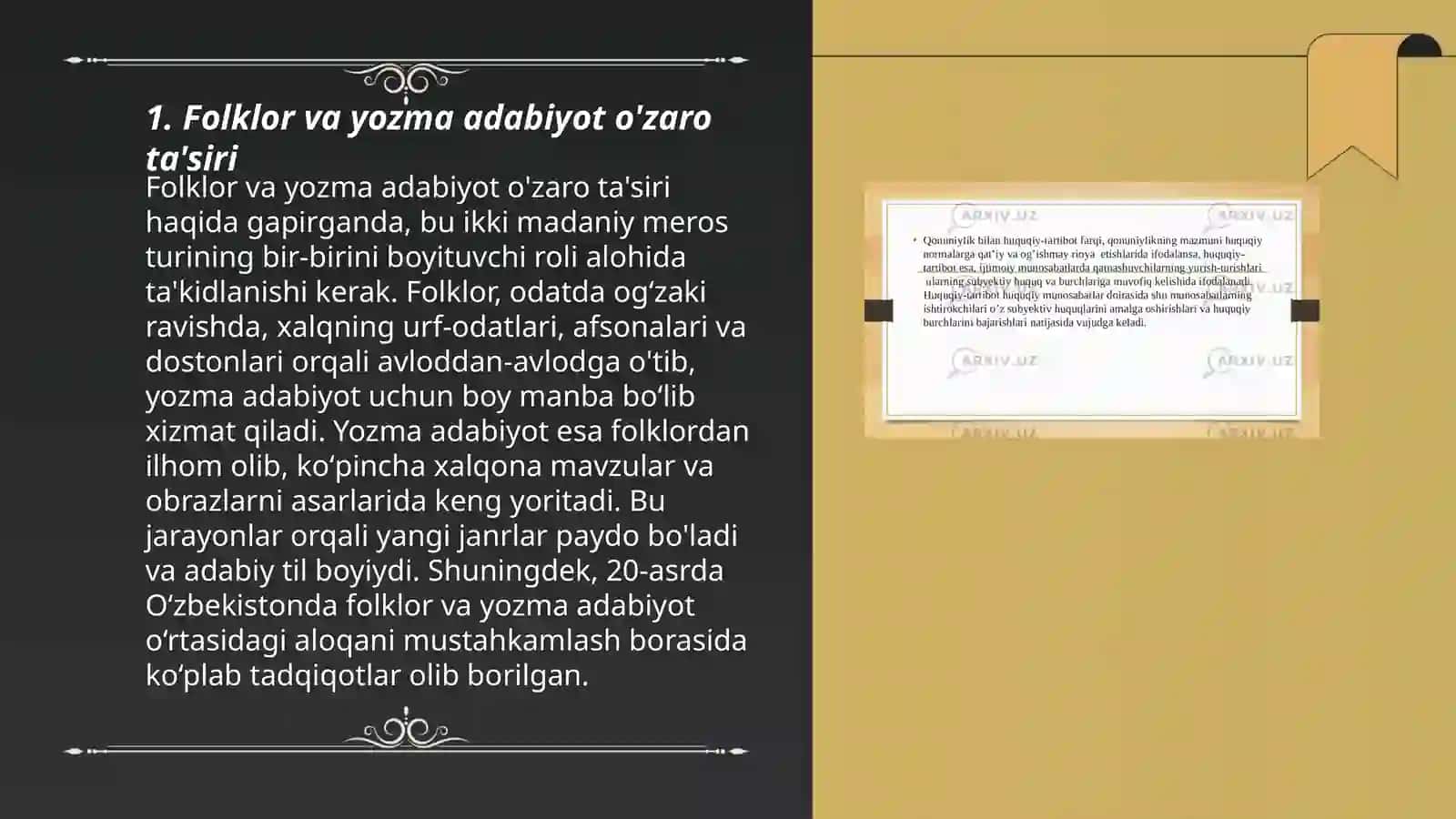 Folklor va yozma adabiyot munosabatlari. Folklorizm tushunchasi 3