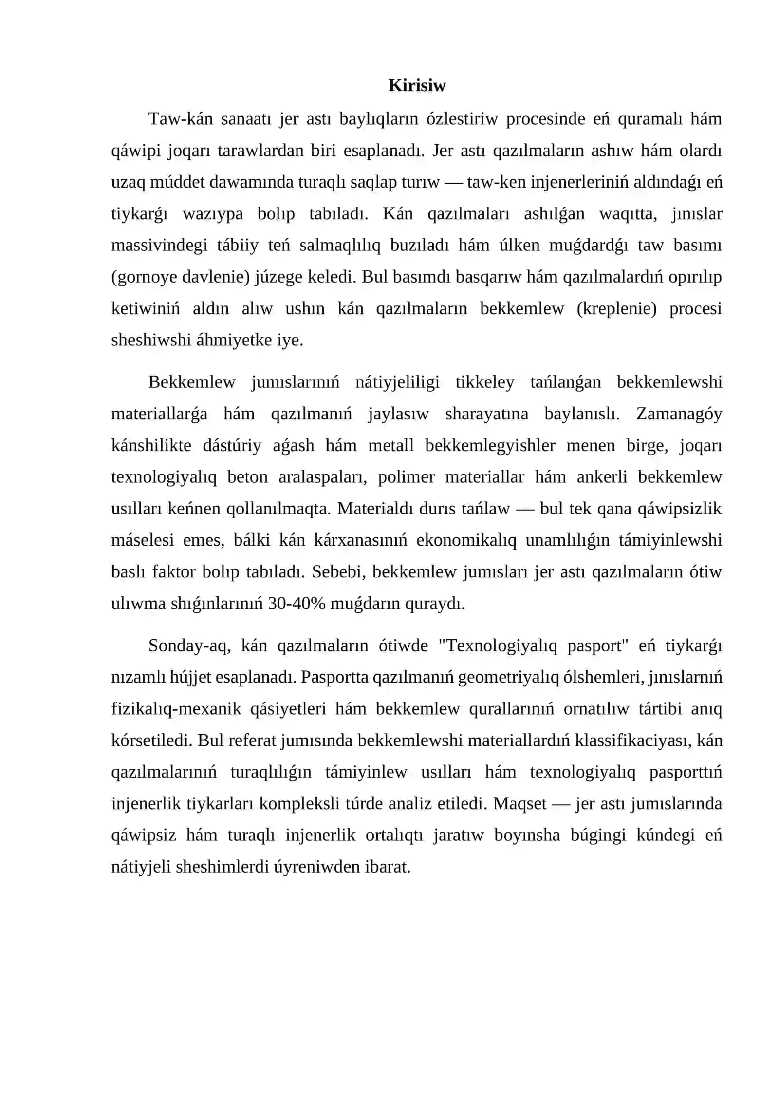 Kán qazılmaların bekkemlew hám bekkemlew materialları 3