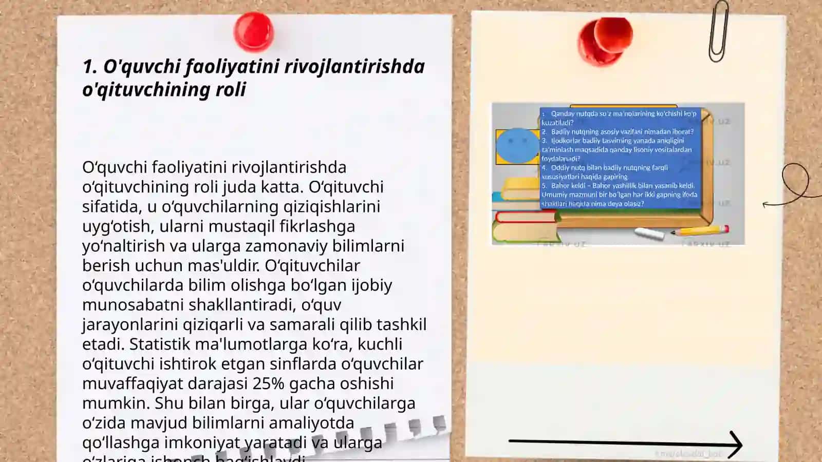 O'quvchi va o'qituvchi faoliyati 3