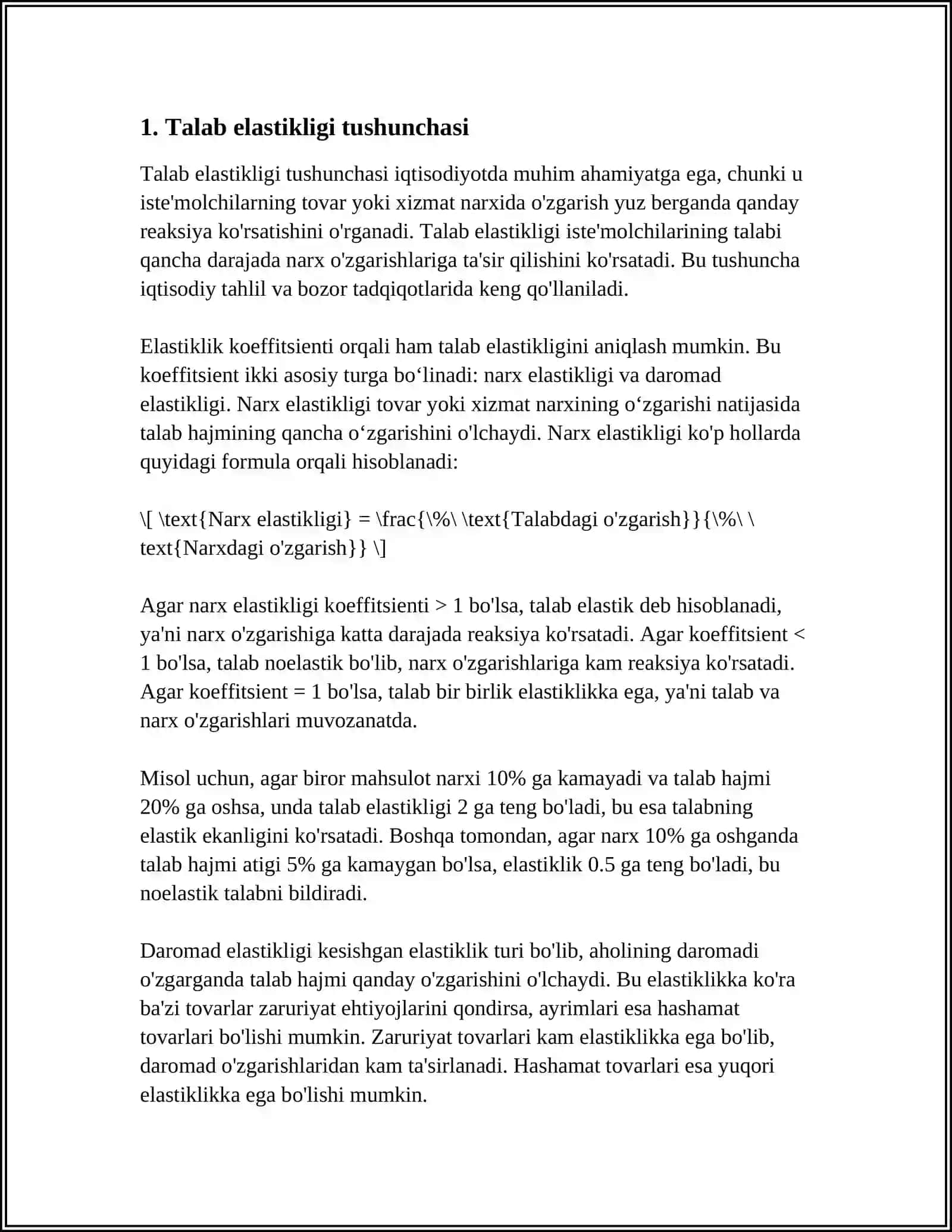 TALAB VA TAKLIF ELASTIKLIGI 3