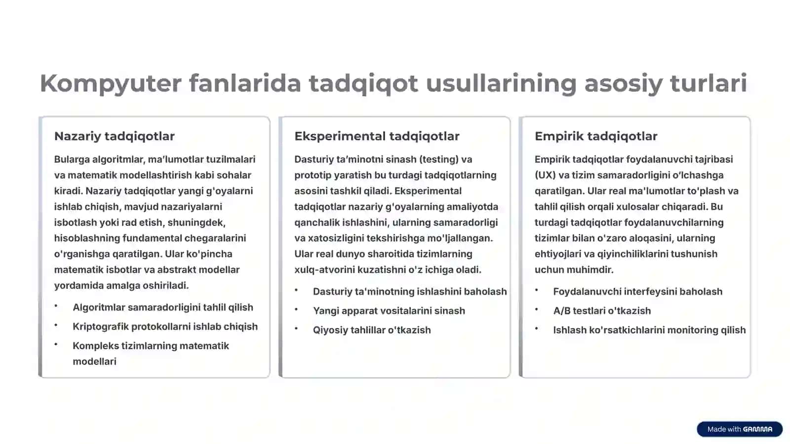 Kompyuter fanlari uchun tadqiqot metodlari 3
