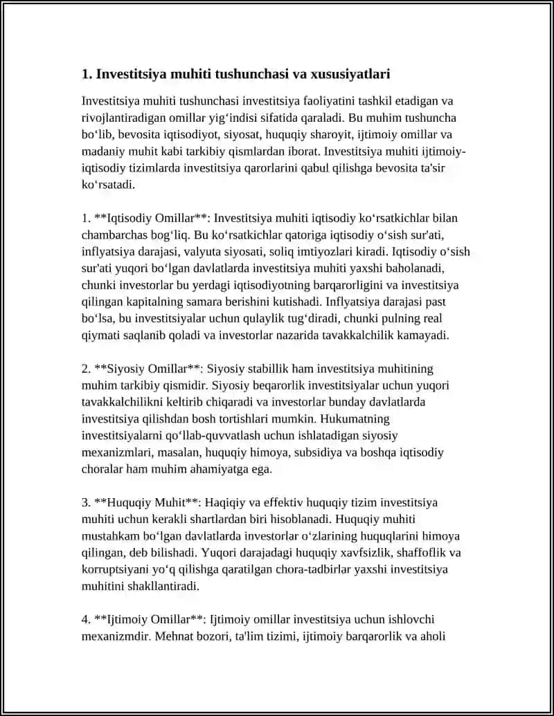 INVESTITSIYA FAOLIYATINI RIVOJLANTIRISHDA INVESTITSIYA MUHITINING AHAMIYATI 3