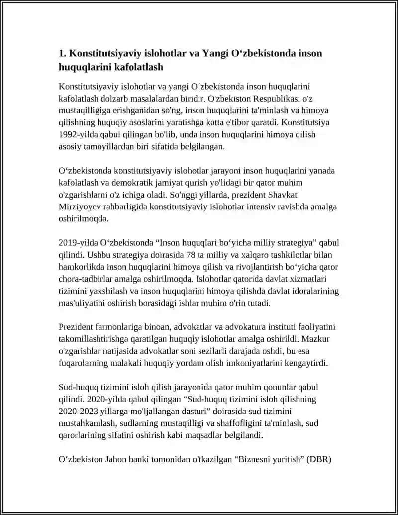 YANGI OʻZBEKISTONDA INSON HAQ-HUQUQLARI VA ERKINLIKLARI KAFOLATINING YARATILISHI 3