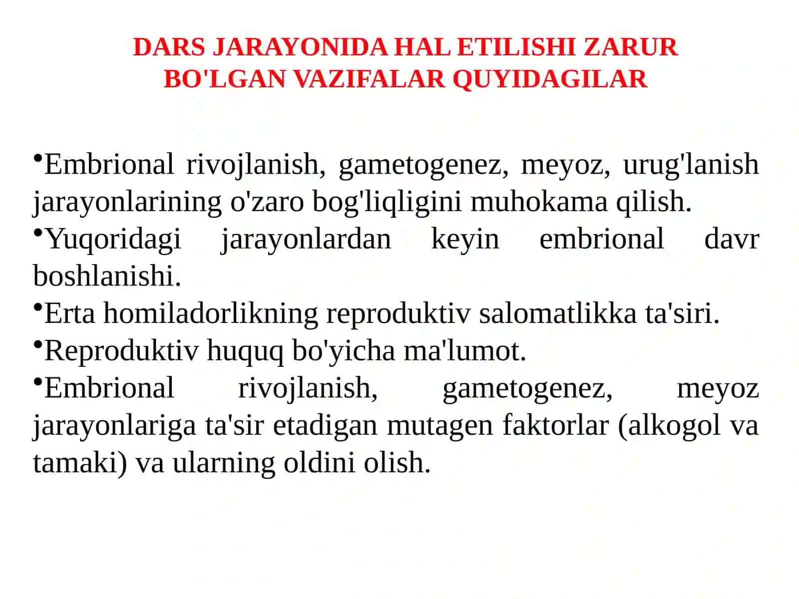 EMBRIONAL RIVOJLANISH DAVRI.ERTA HOMILADORLIKNING SALOMATLIKKATA’SIRI 3