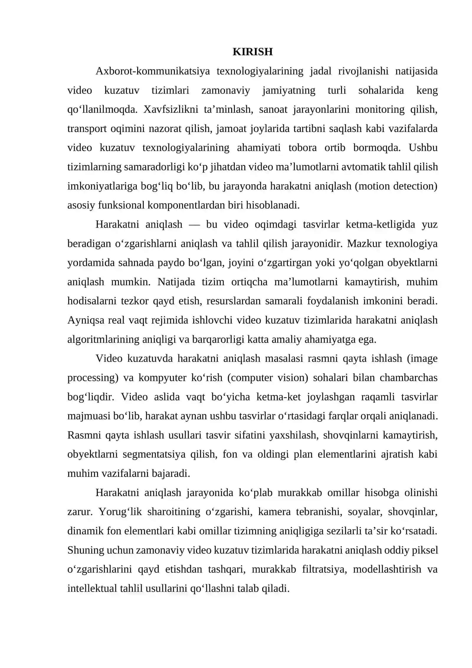 Video kuzatuvda harakatni aniqlash. Rasmni qayta ishlash usullari 3