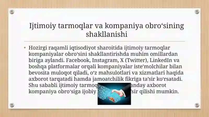 Ijtimoiy tarmoqlarning kompaniyalar obro‘siga ta’sirini tahlil qilish (ehtimoliy modellar asosida) 3