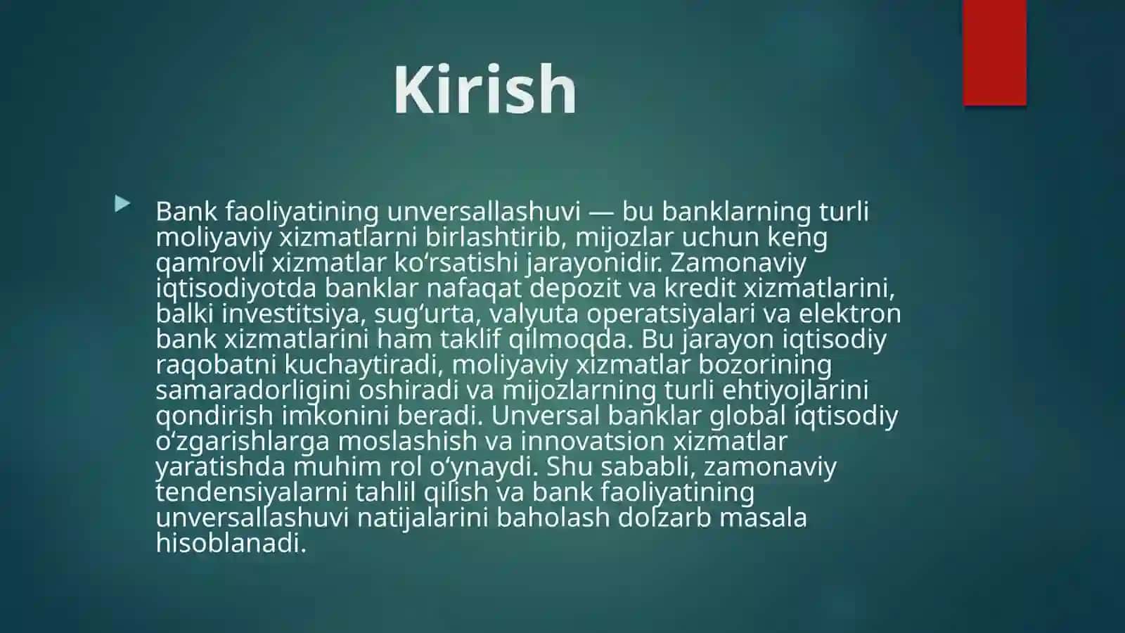 Bank faoliyatining unversallashuvi va zamonaviy tendensiyalar 3