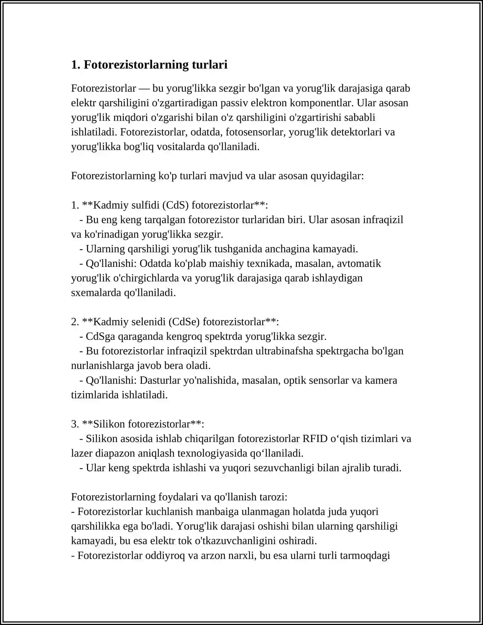 Kadmiy sulfidi (CdS) fotorezistorlar 3