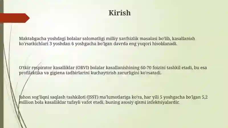 Maktabgacha tarbiya yoshdagi bolalar kasalanish holatini gigenik baholash 3
