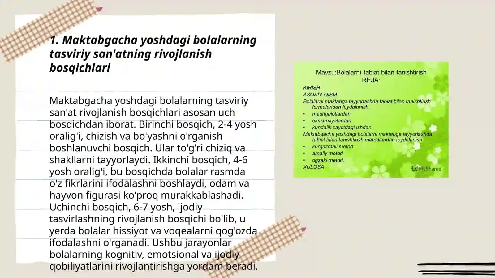 Maktabgacha yoshdagi bolalarni tasviriy faoliyatlarining oʻziga xos xususiyatlari 3