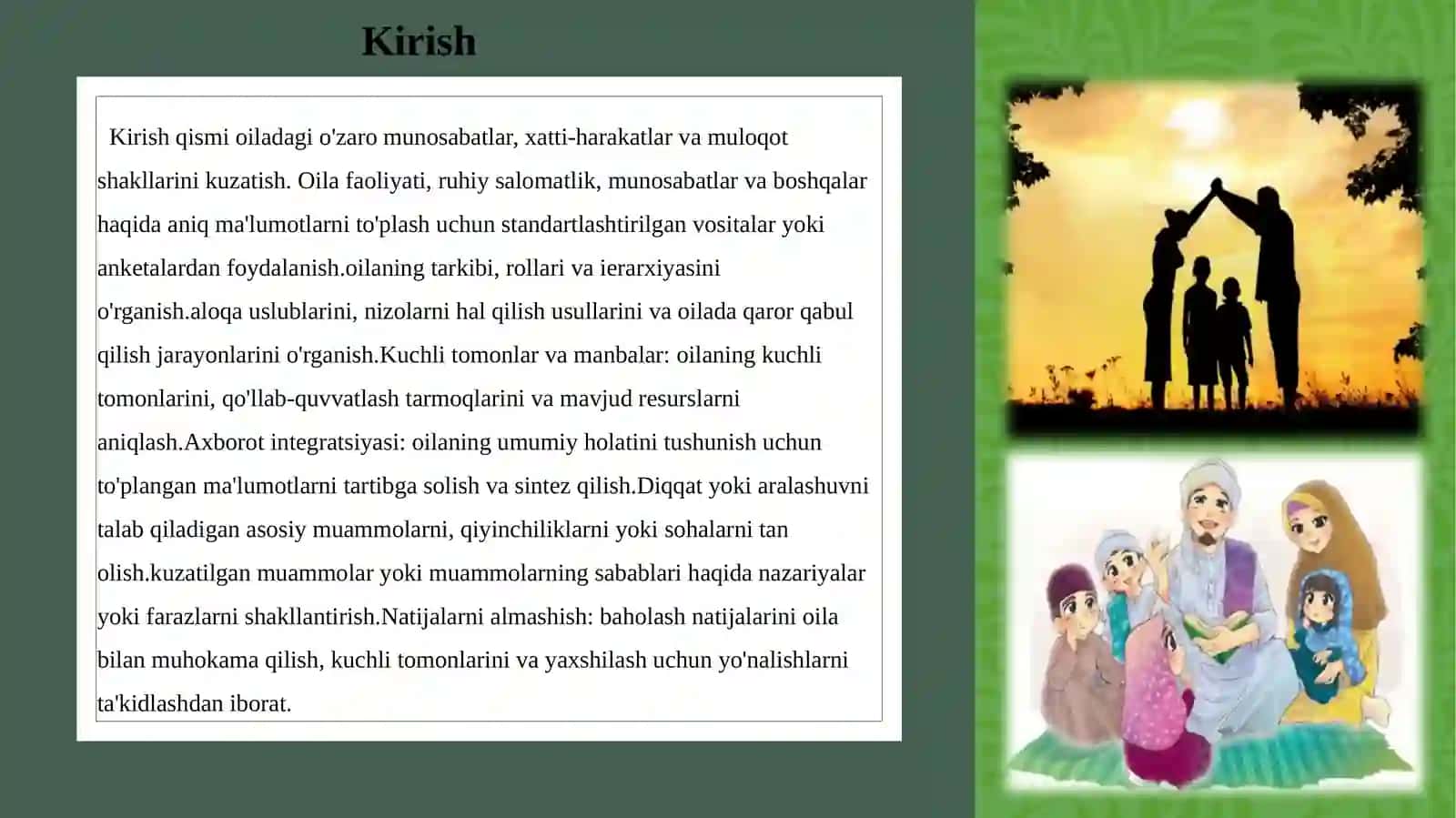 Oilalarda baholashni o’tkazish, baholash bosqichlari 3