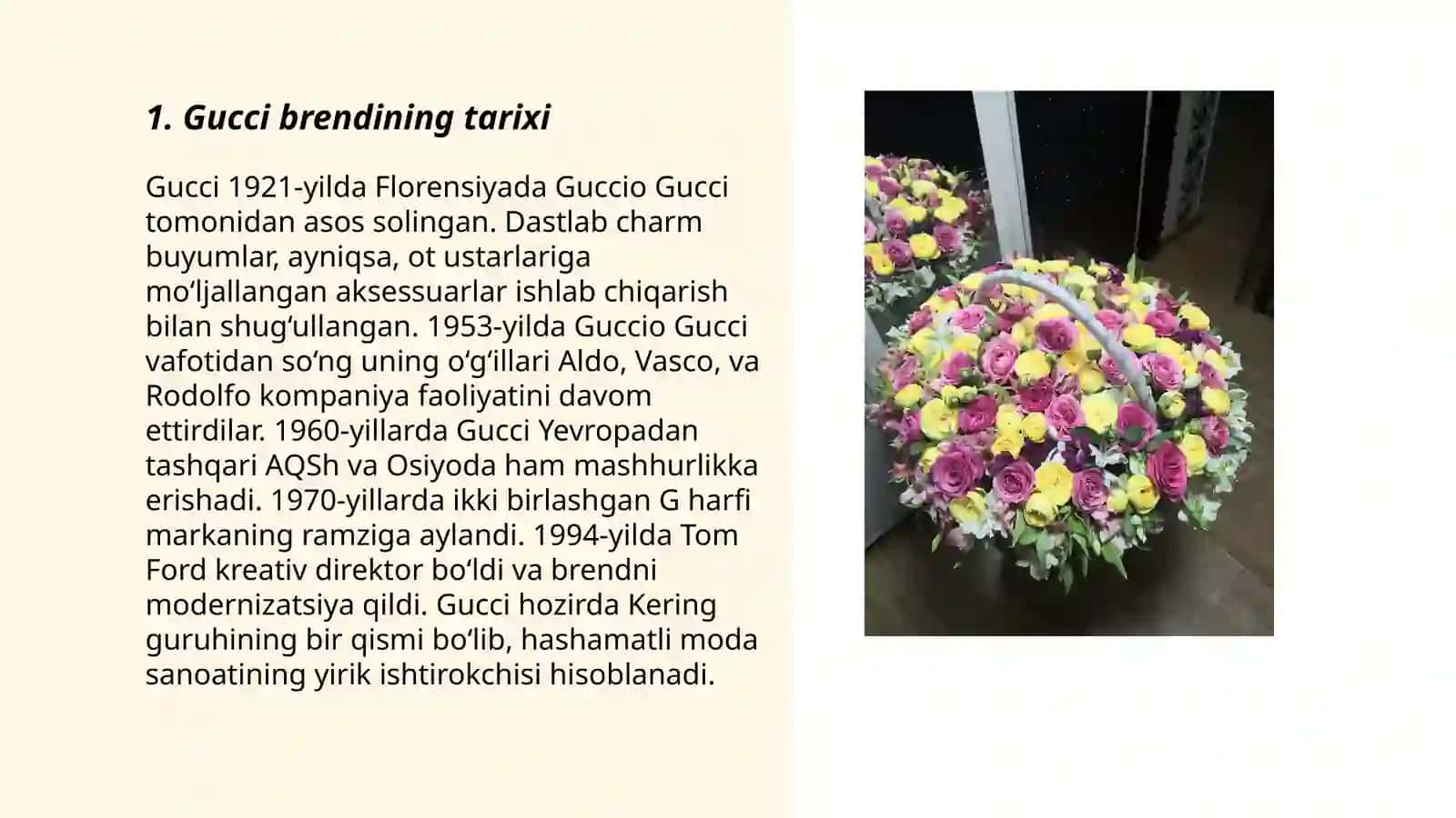 Gucci brendi haqida. Raqobatchilari, ustunliklari 3