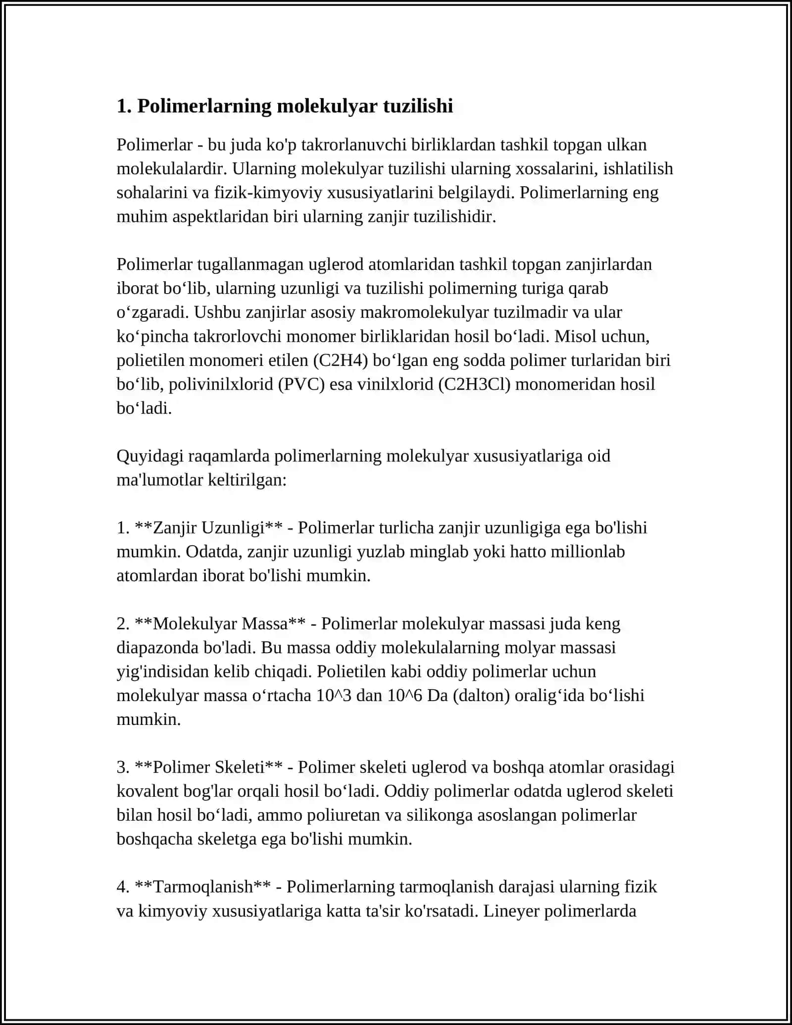 POLIMER MATERIALLARNING FIZIK VA KIMYOVIY XOSSALARI 3