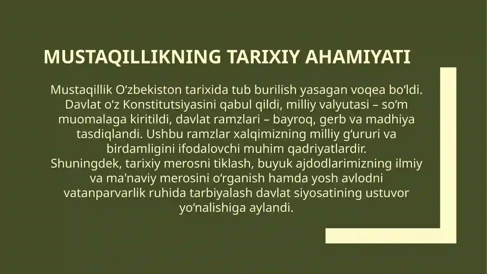 O'ZBEKISTON MUSTAQILLIGINING 35 YILLIGI 3