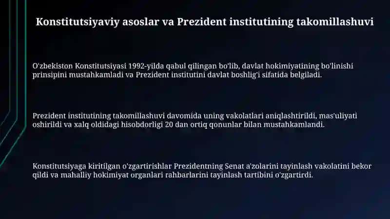 Mustaqillik yillarida davlat boshqaruvi tizimida amalga oshirilgan islohatlar 3